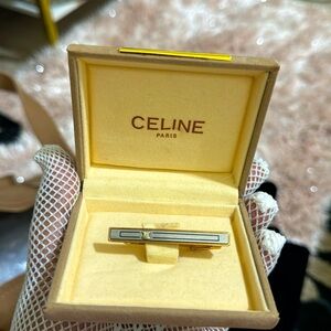 Authentic  CELINE Dior Tie pin cuffs metal
